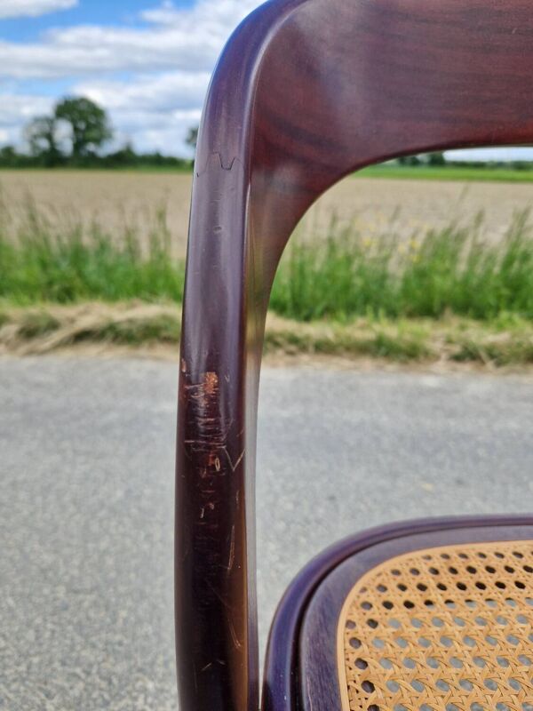 Chaise Baumann gondole en bois et cannage