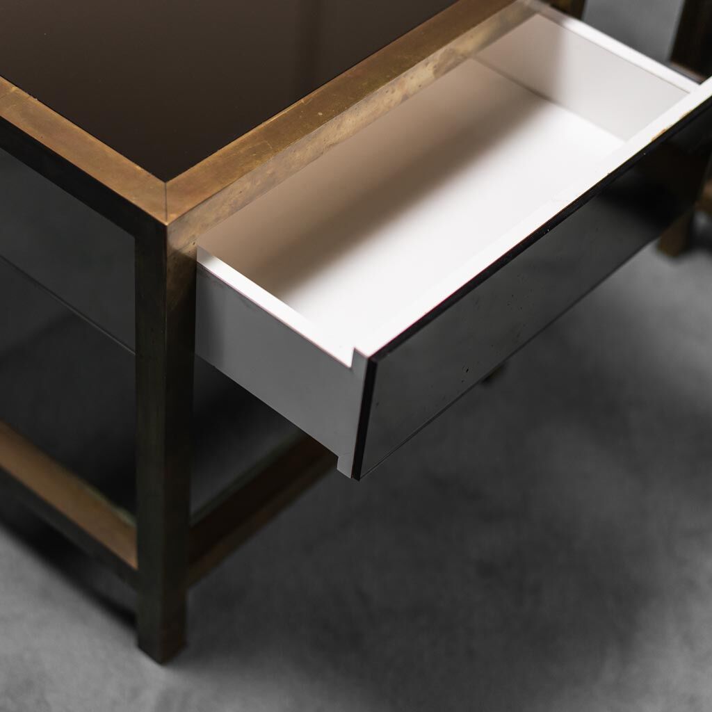 Pair of coffee tables in brass 70s vintage