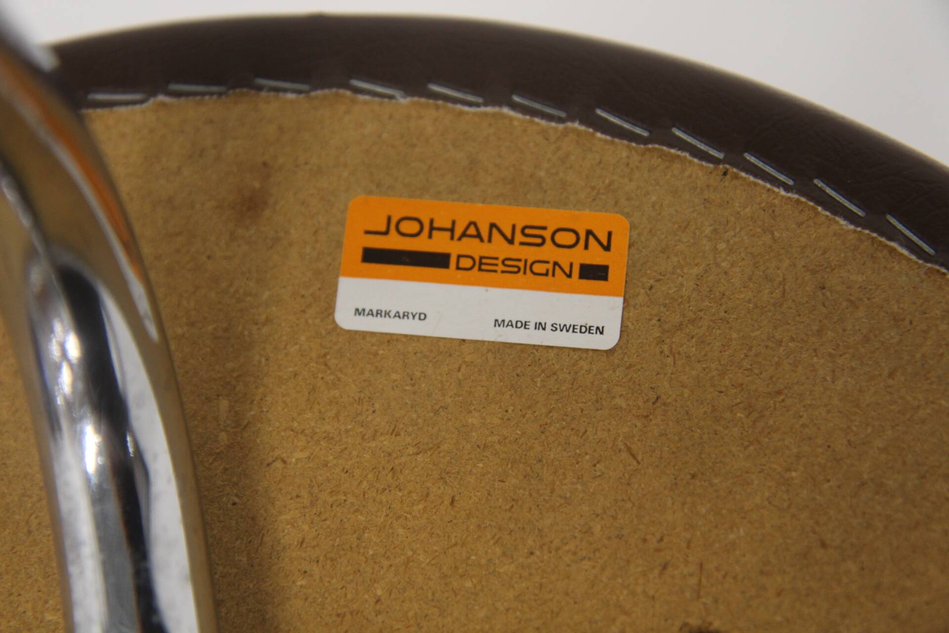 Set of 3 bar stools in faux leather, Johanson Design, Markaryd, Sweden, 1970.