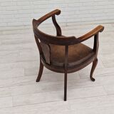 Scandinavian armchair, original condition, leather, oak wood, 1950s,