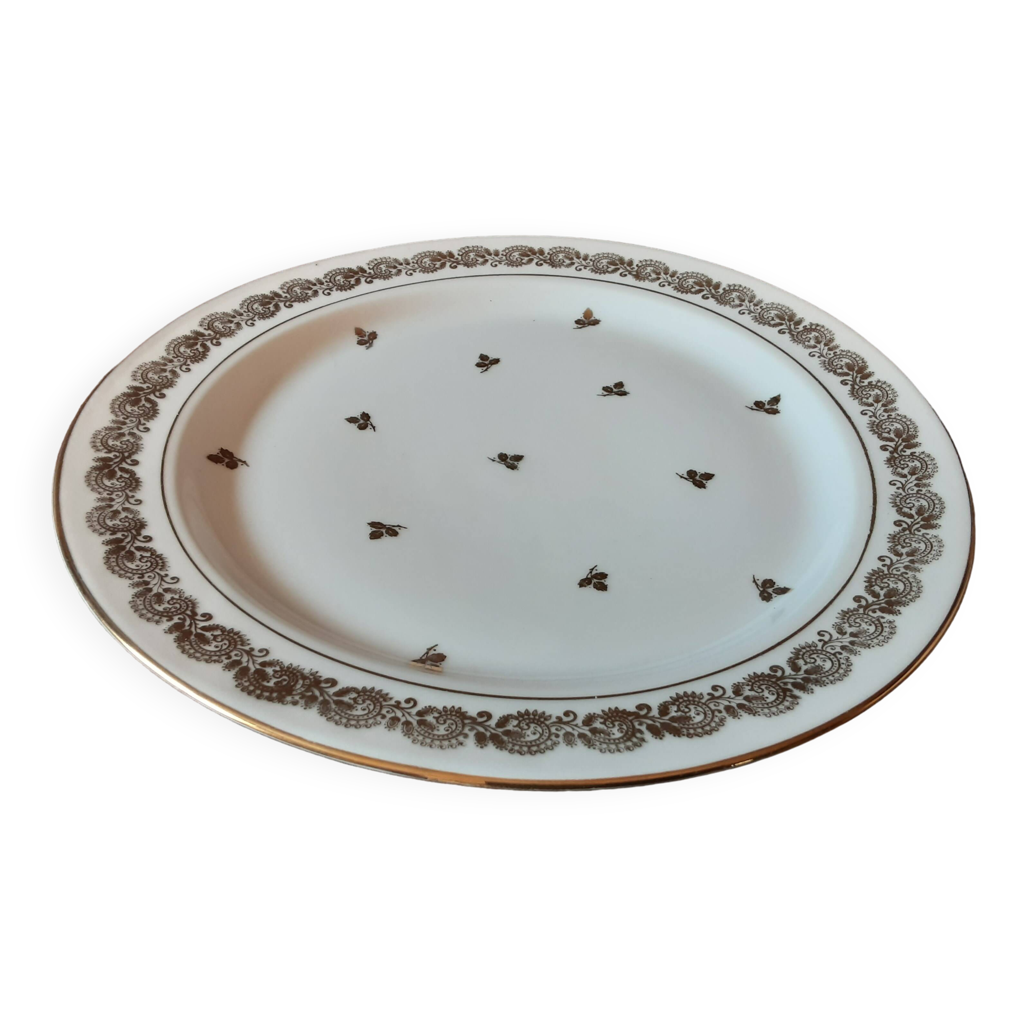 Large round Limoges porcelain dish