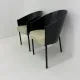 Ensemble postmoderne de 2 chaises en cuir, Italie, 1980