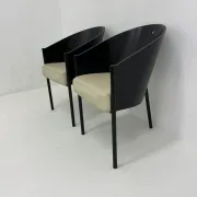 Postmodern set of 2 leather chairs  Italy, 1980