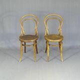 2 Bistro chairs with wooden seats, circa 1890 by Joseph Hofmann, Austria