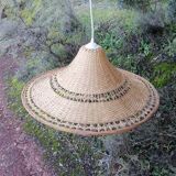 suspension en rotin vintage