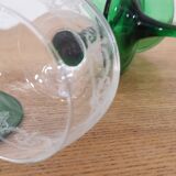 Lot de 4 anciens verres à vin à pied vert d'alsace décor vigne gravé arc cristal