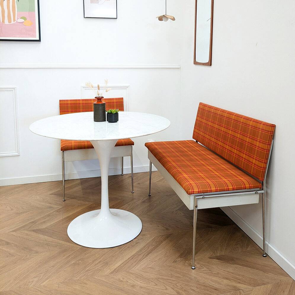 Vintage orange benches from the 70s
