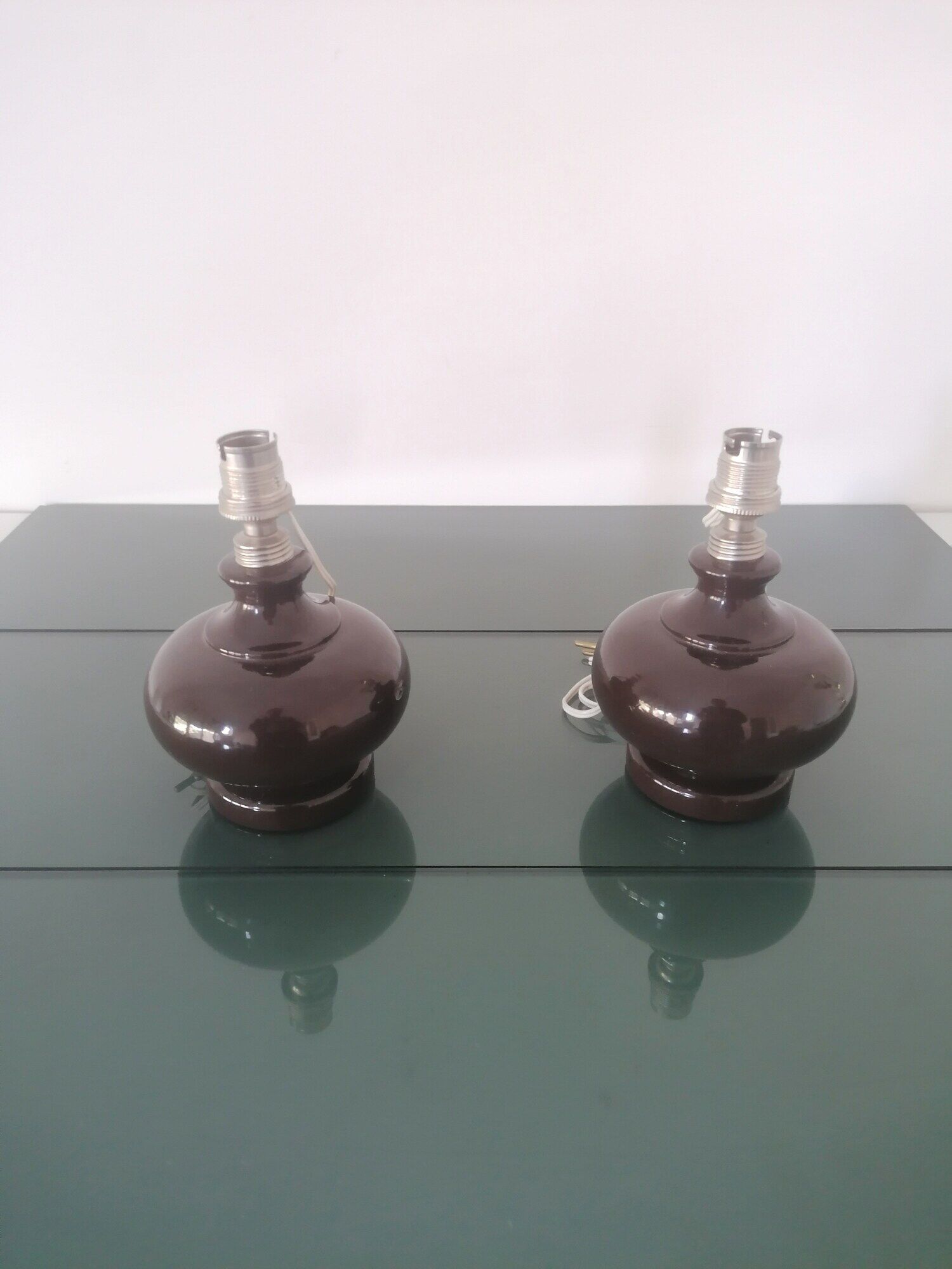 Pair of lamp feet of vintage glass - 1970