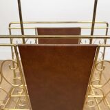 1960s faux leather and brass magazine rack