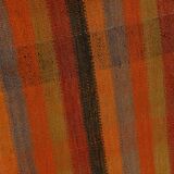 Kilim Vintage à Rayures Fait Main en Laine, Tons Terre et Orange, 200x240