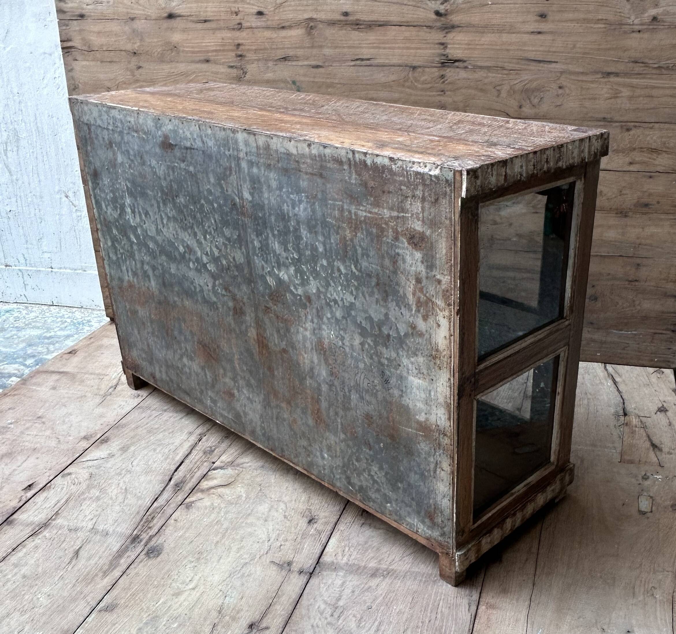 glazed teak buffet with original patina