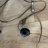 Floor lamp with vintage wool and brass shelf