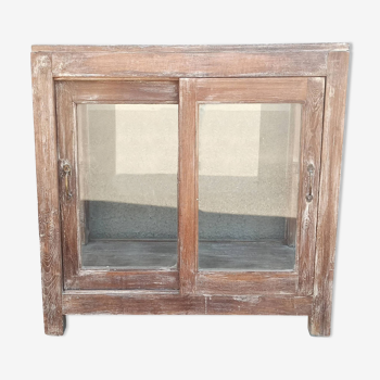 Vitrine carrée ancienne en bois