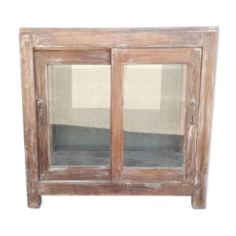 Vitrine carrée ancienne en bois