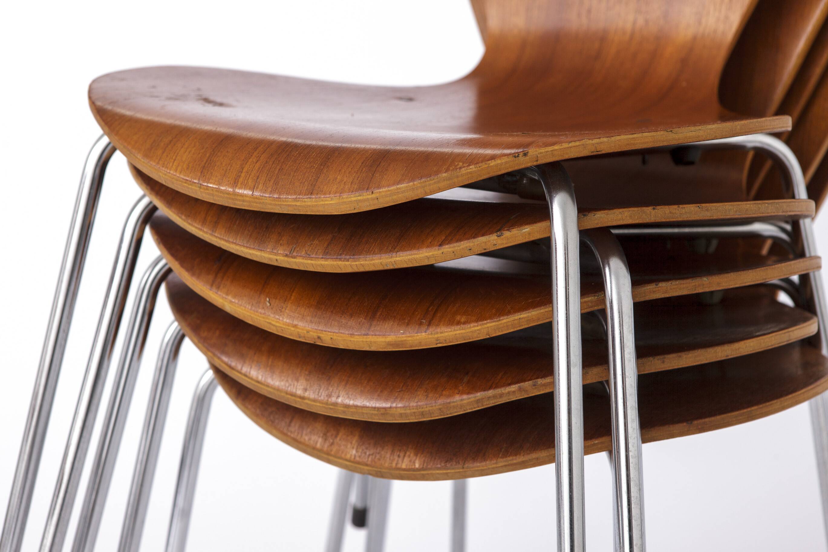 Set of 6 Vintage Stacking Chairs, 1960s, Teak - German Design