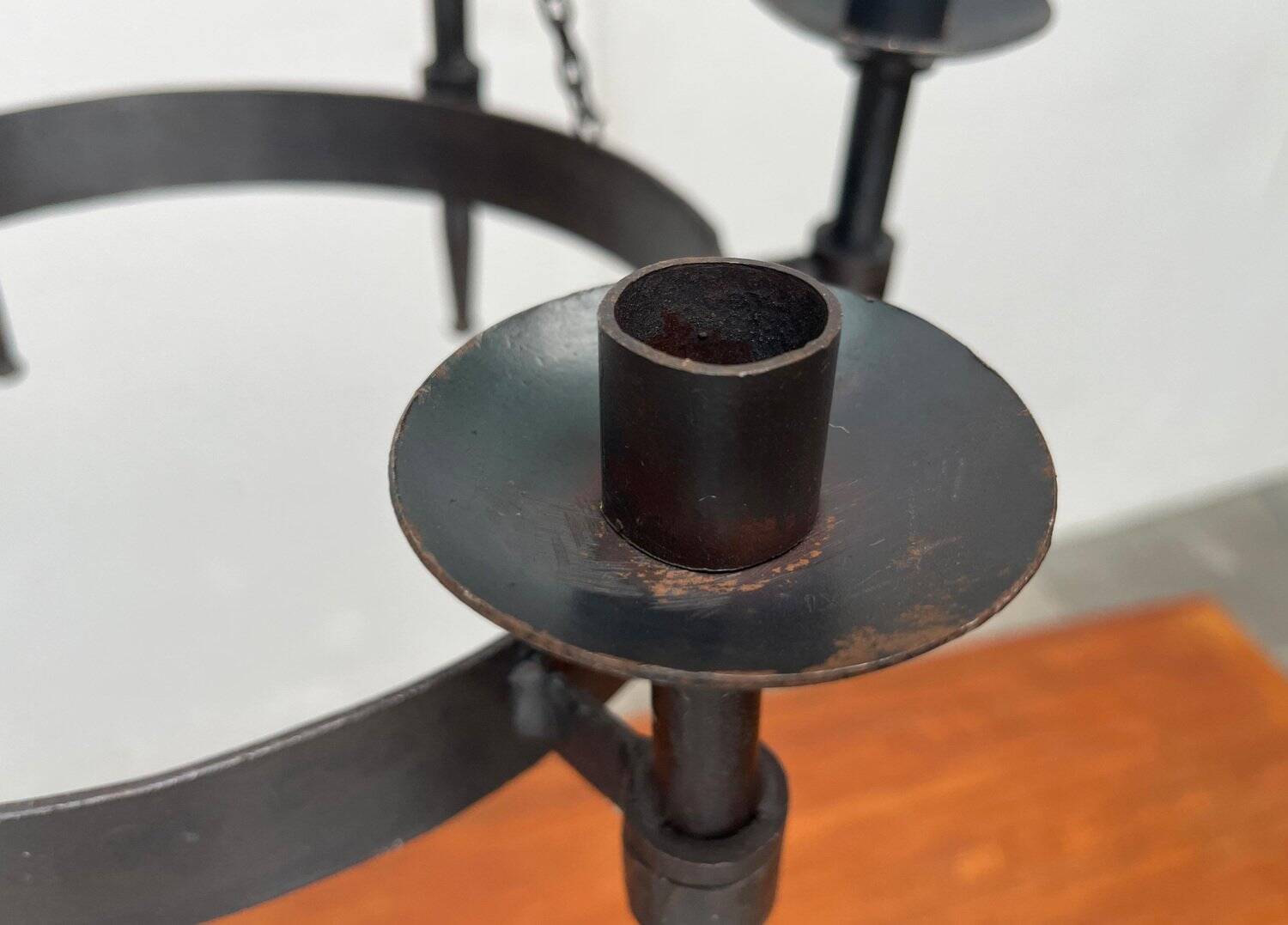Vintage brutalist wrought iron candle holder by Boltze, 1970s.