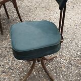 Swivel chair in green skai and chrome steel, Pullman, 1960