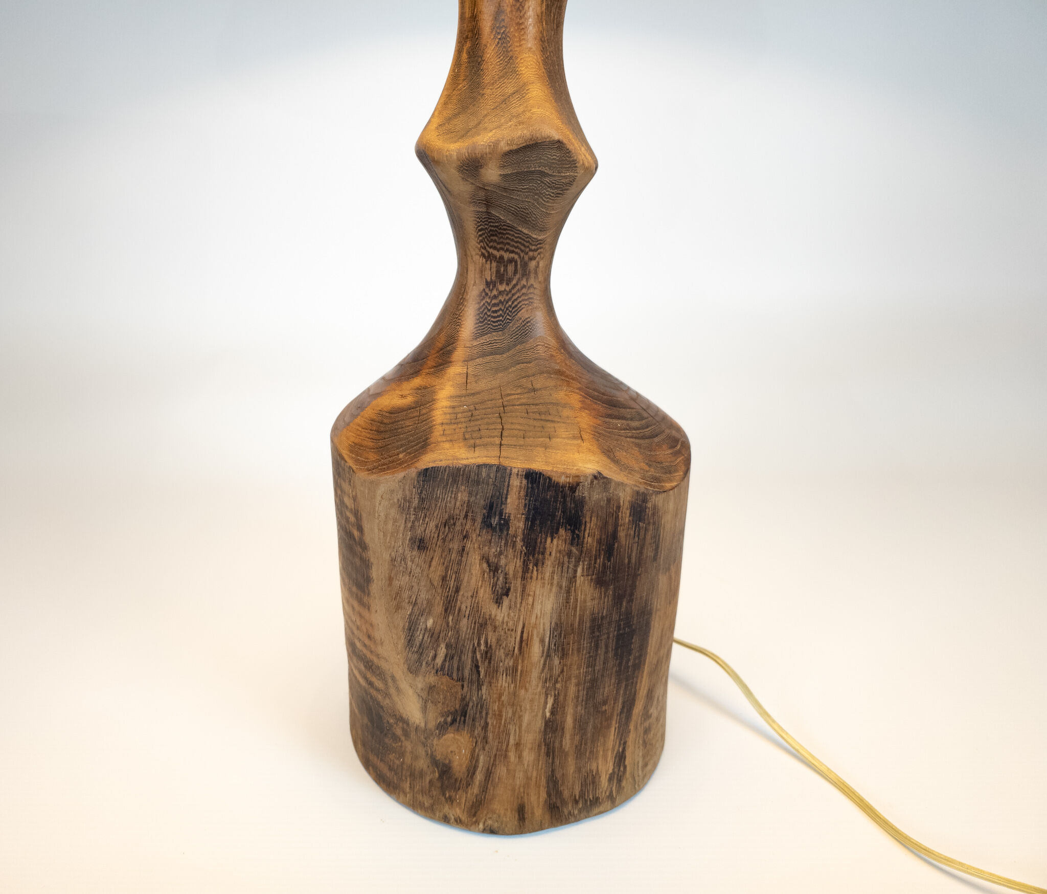 Brutalist vintage wooden tree trunk lamp modern 70's