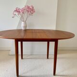 Round teak dining table Scandinavian design