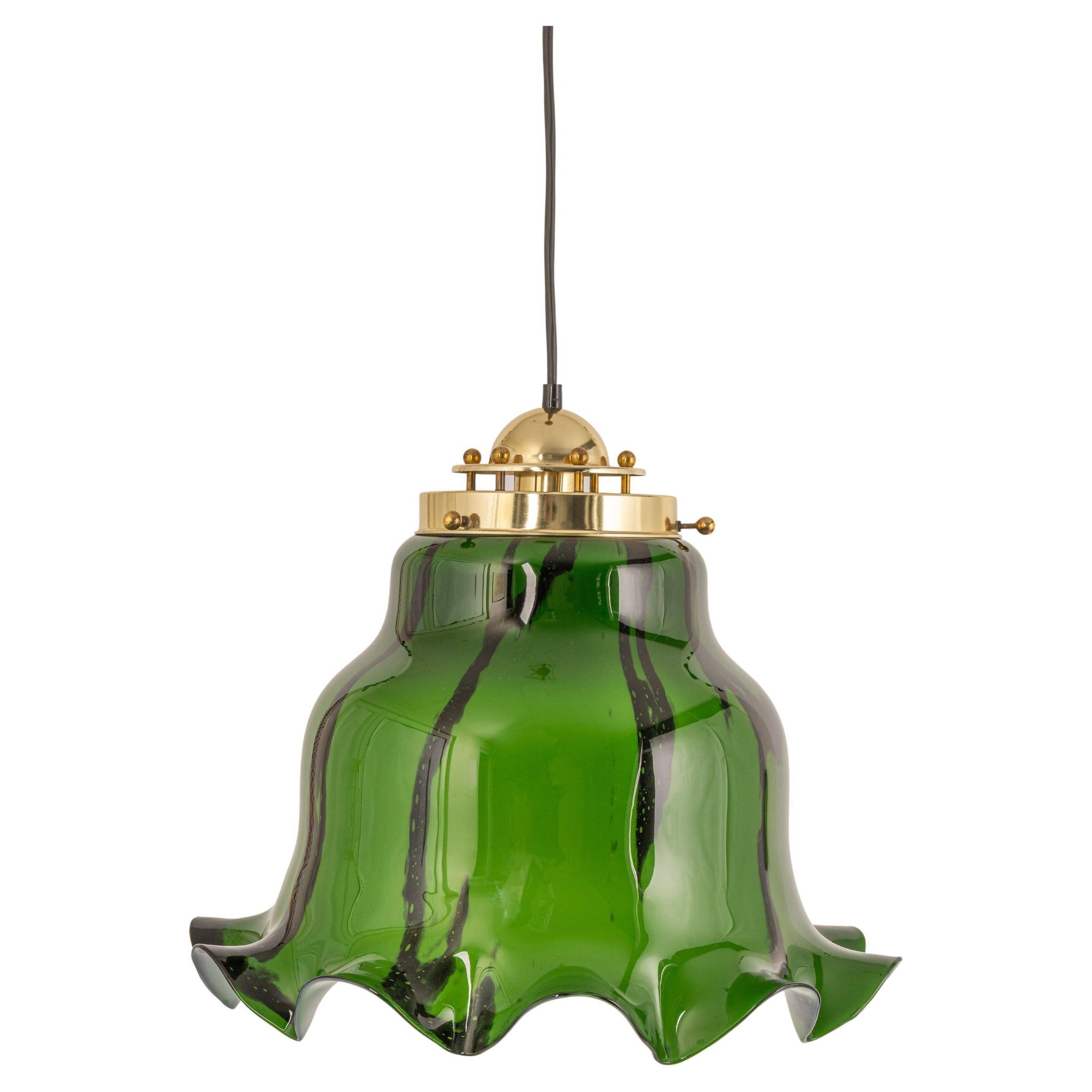 Orange glass pendant by Peill Putzler, Germany, 1970.