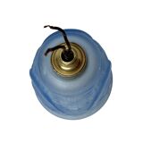 Art déco, tulipe de lampe verre moulé bleu décor floral vers 1930