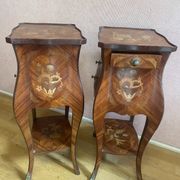 Pair of bedside tables in rosewood veneer on all sides. Louis XV style