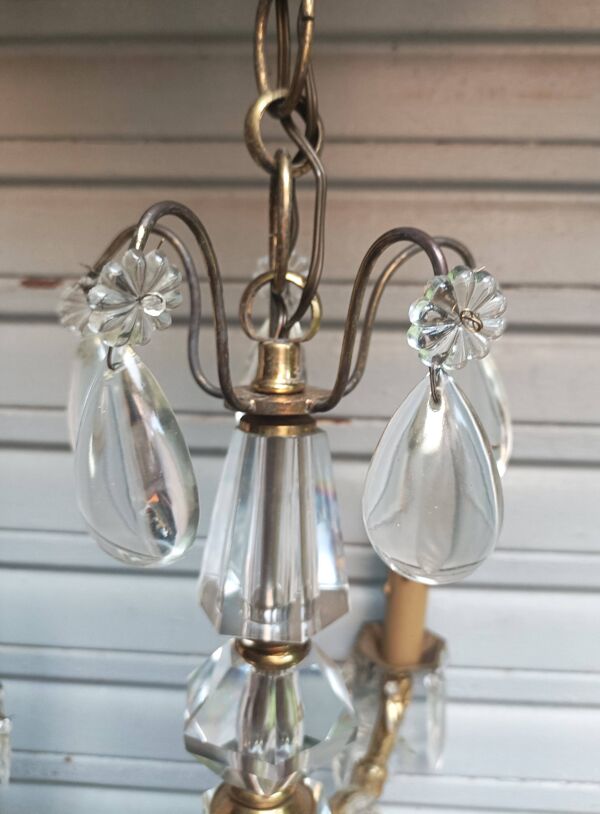 Lustre en bronze et pampilles de cristal état de marche circa 1910