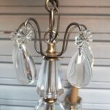 Exceptional bronze chandelier with crystal pendants in working order circa 1910