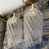 Set of two vintage chiseled glass portable lamps