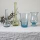 Biot vintage light blue bubbled blown glass soliflore vase