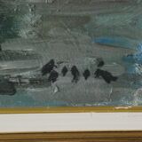 Tableau Expressionniste Bateaux Quais de Seine Paris HST Pierre Gogois