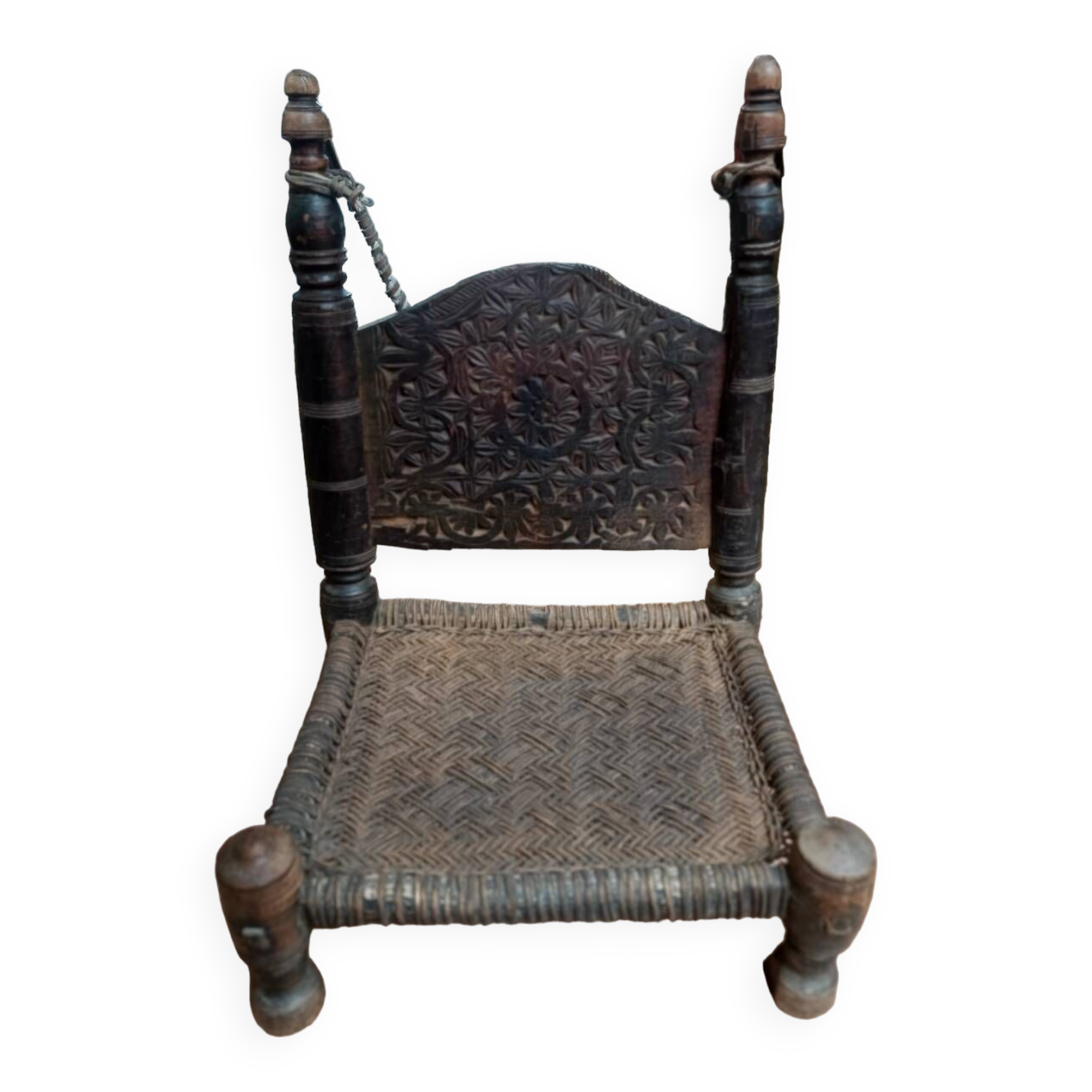 Traditional 19th-century tribal chair from the Swat Valley, North Pakistan