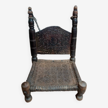 Traditional 19th century tribal chair from the Swat Valley, North Pakistan