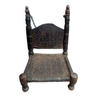 Traditional 19th century tribal chair from the Swat Valley, North Pakistan