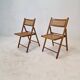 Ensemble de 2 chaises pliantes italiennes en osier, années 1980