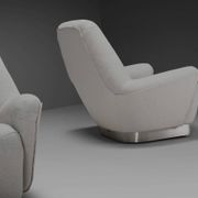 Pair of fabric and stainless steel lounge chairs by Gianni Moscatelli