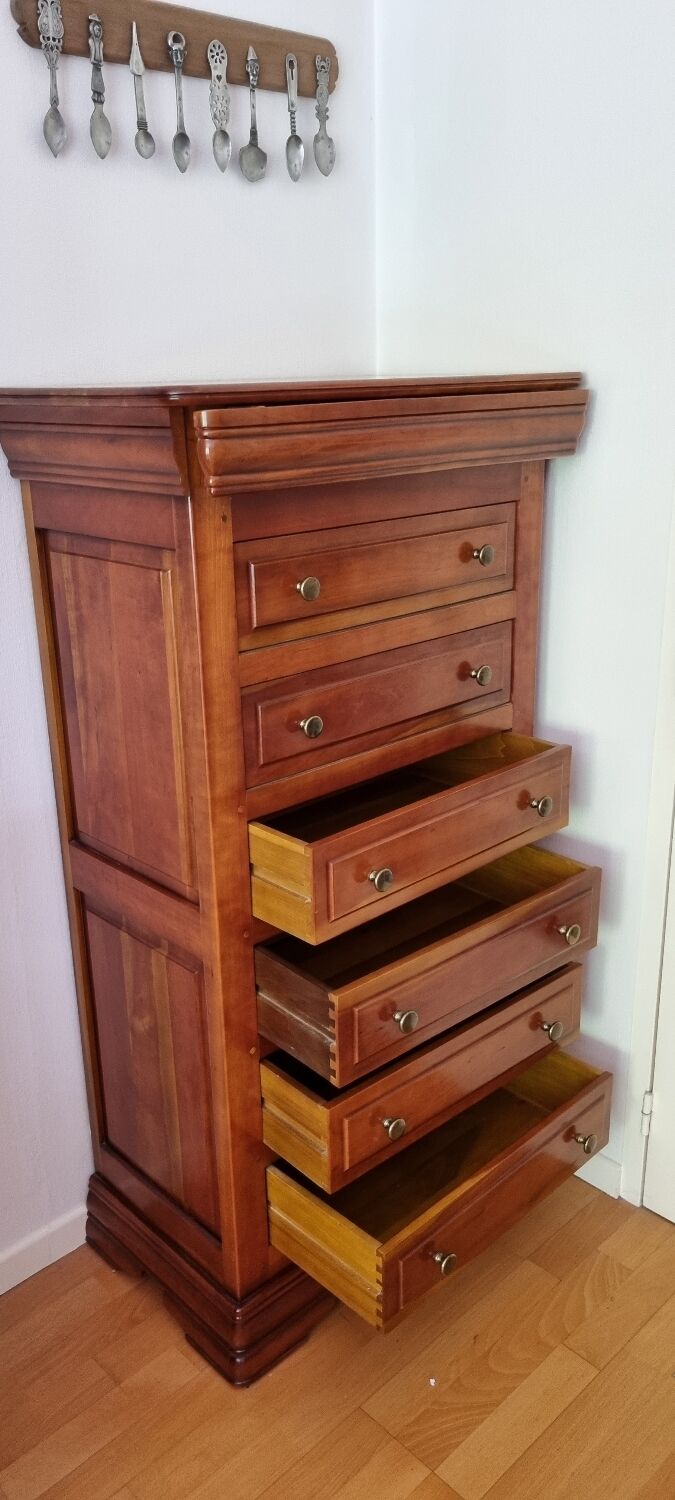 Louis philippe merisier massif style weekly chest of drawers