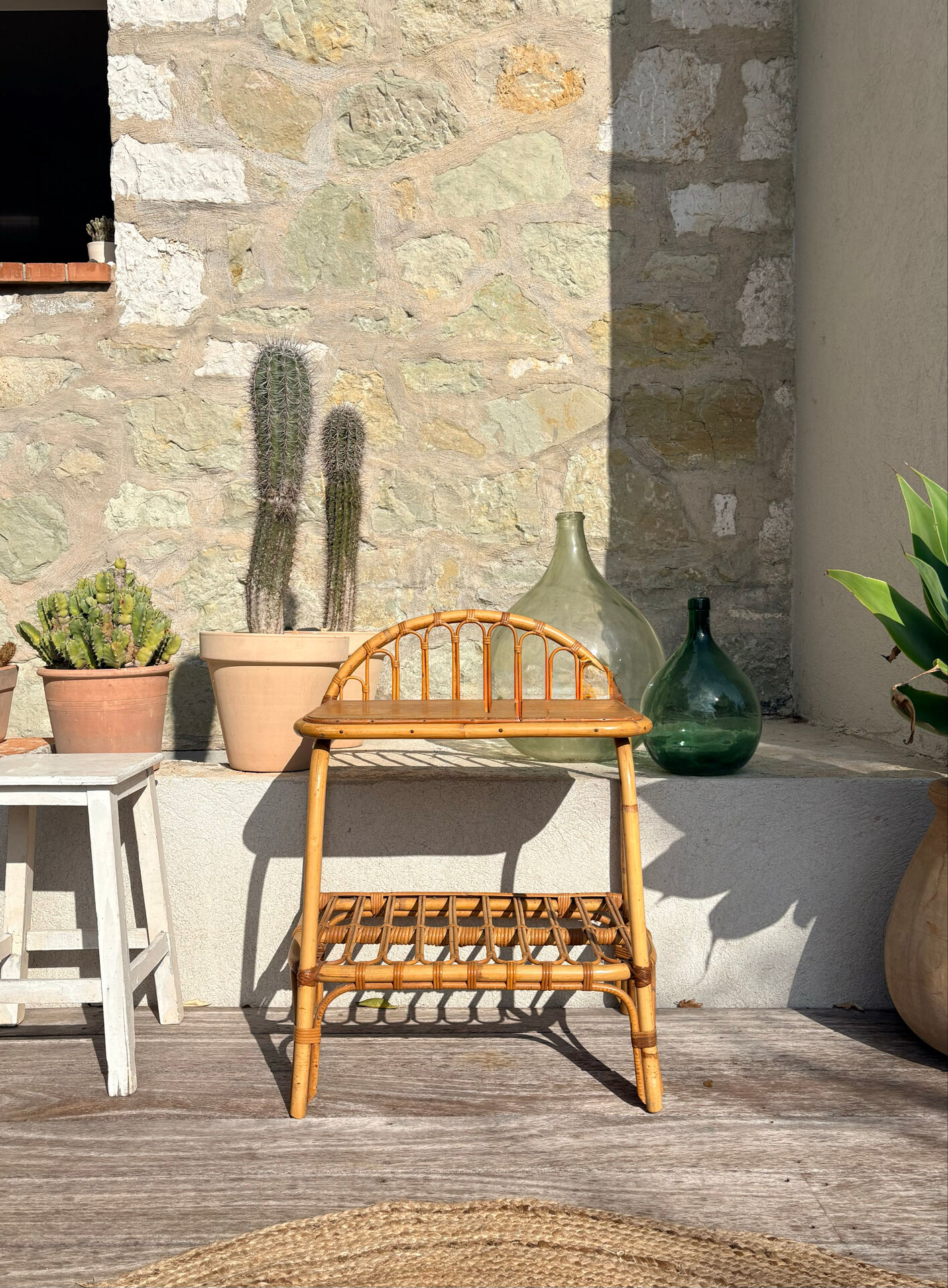 Rattan bedside table "Fidèle"