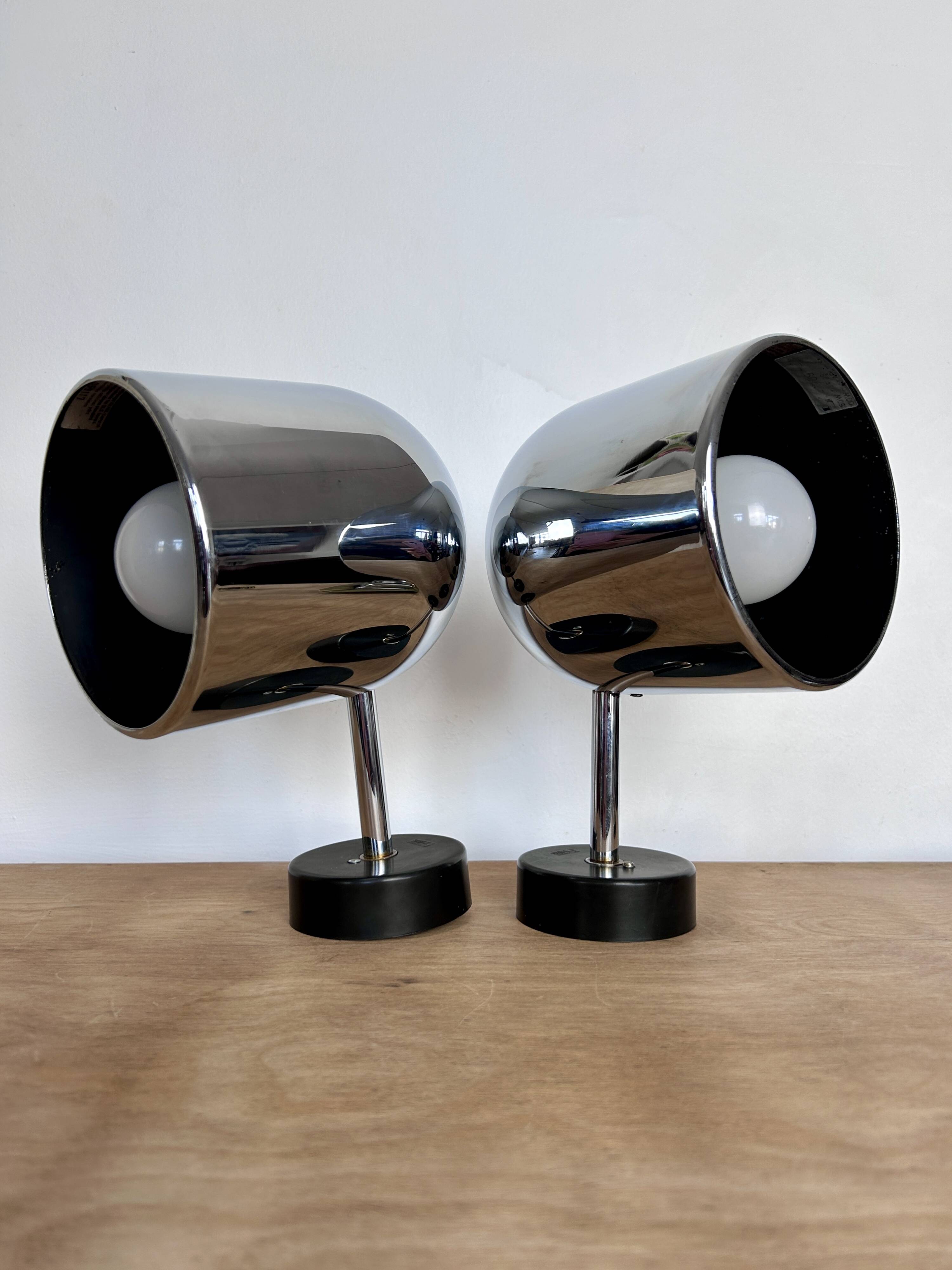 Pair of chrome Staff Leuchten wall lights - Germany 1970