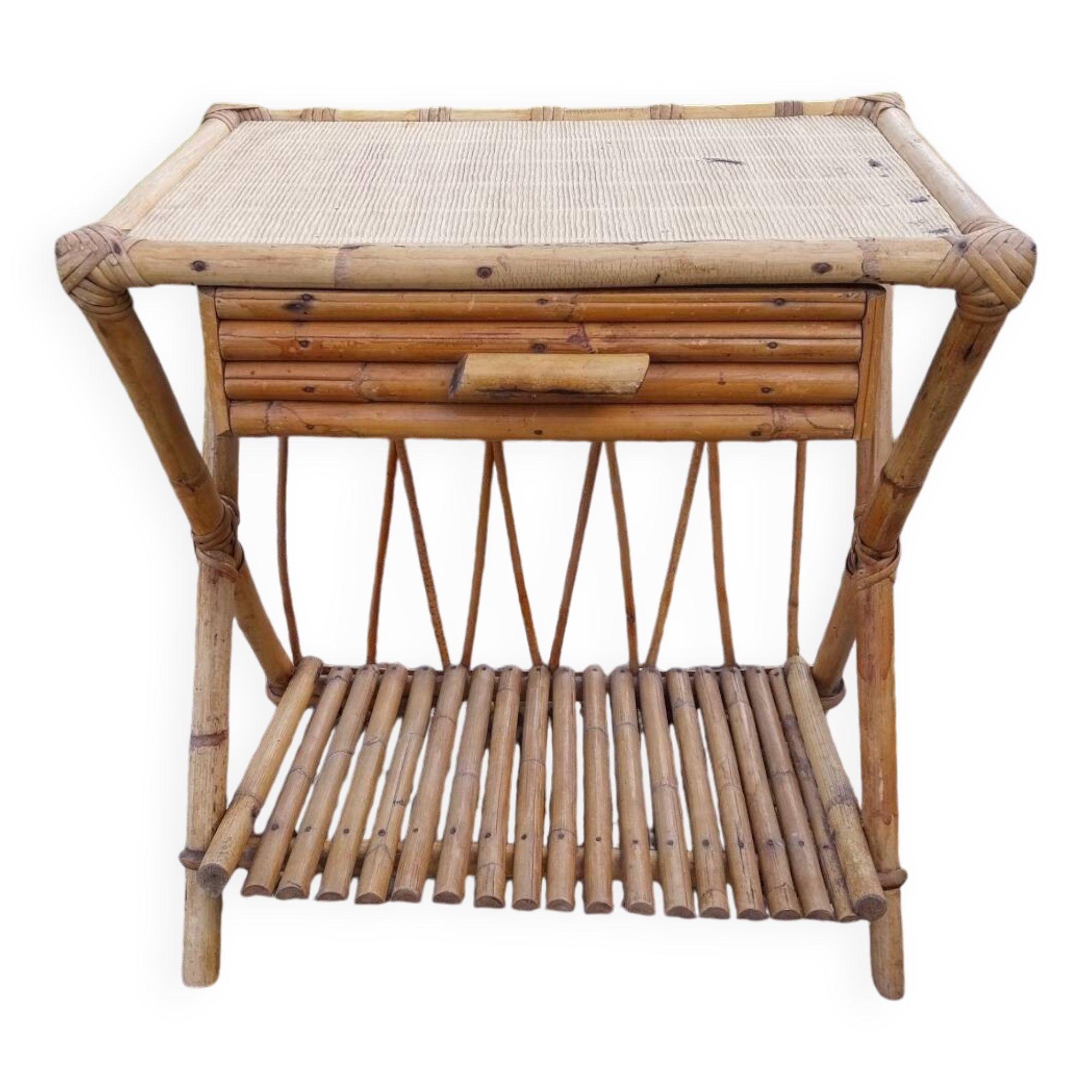 Rattan bedside table