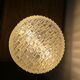 Antique ceiling light, large holophane glass style, fully restored.