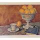 Old watercolor painting with oranges