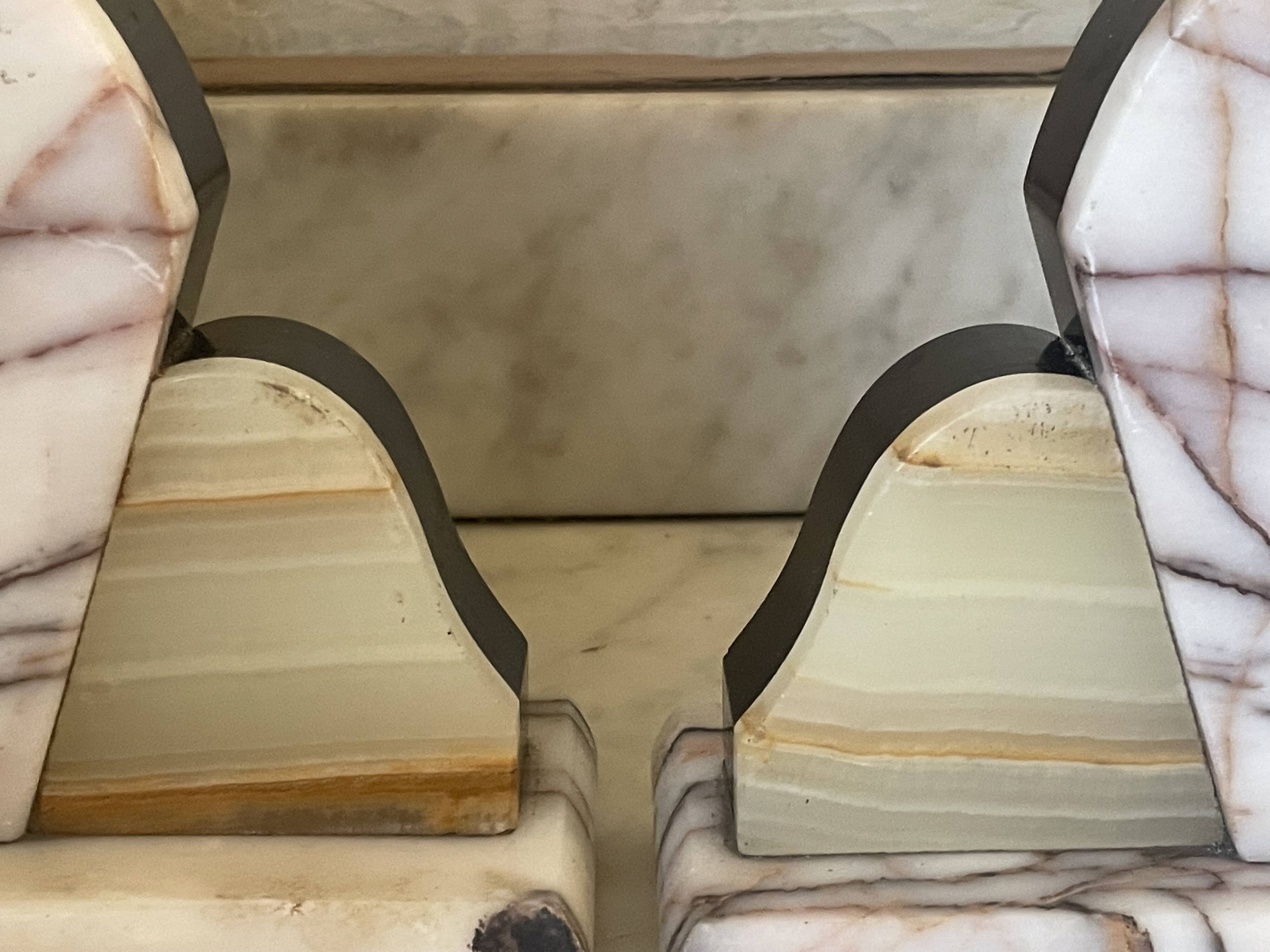 Vintage pair of marble and onyx Art Deco bookends.