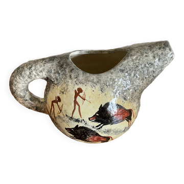Pichet Vallauris scènes préhistoriques