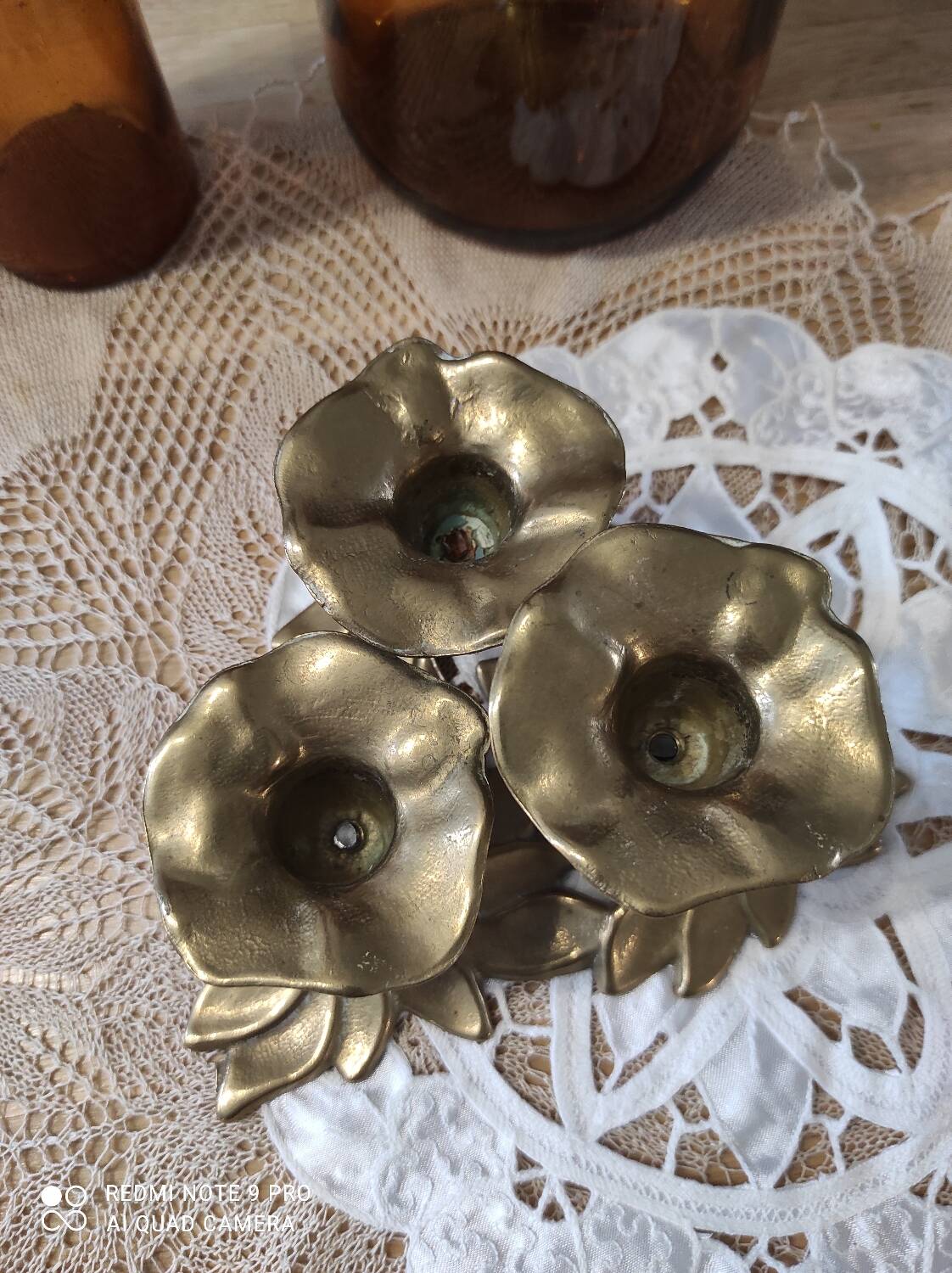 Brass flower candle holder