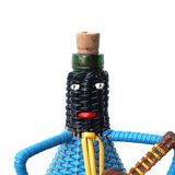 Bottle covered with scoubidou, musician, 60s