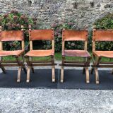 Set of 4 vintage brutalist chairs by Bram Sprij, Netherlands 1960s. in beech.
