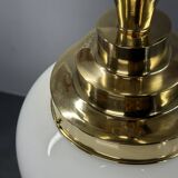 1930s Art Deco Brass and Opaline Glass Flush Mount, Czech