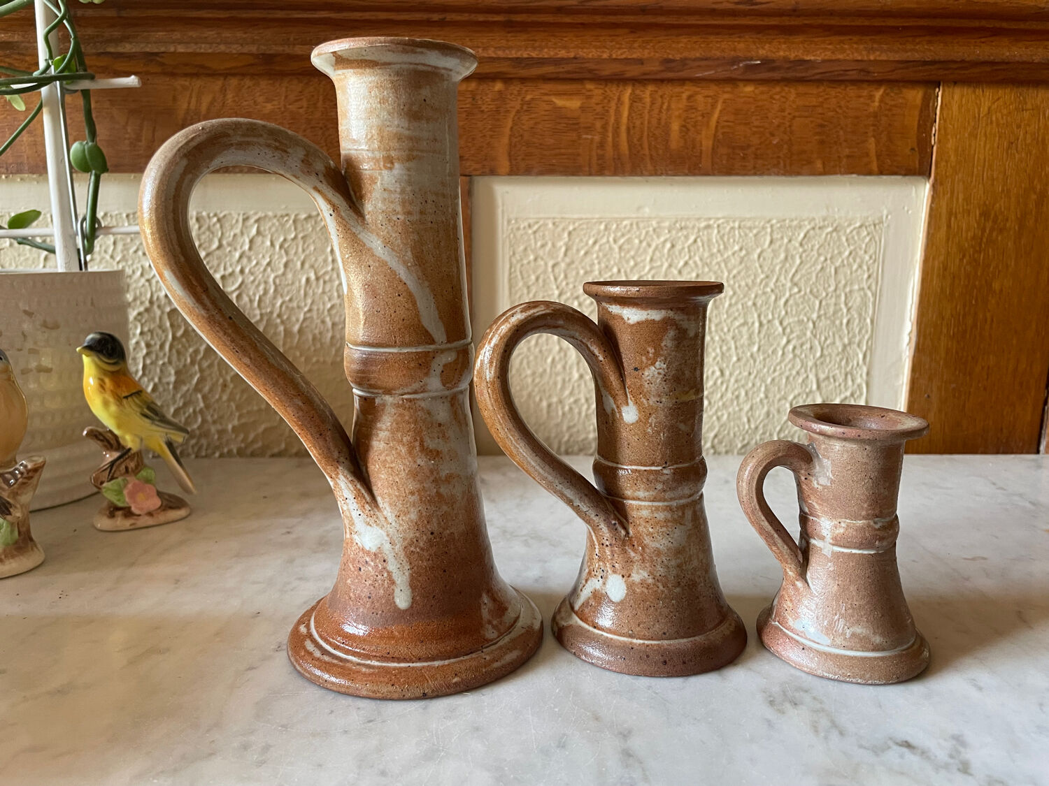Vintage stoneware candlesticks