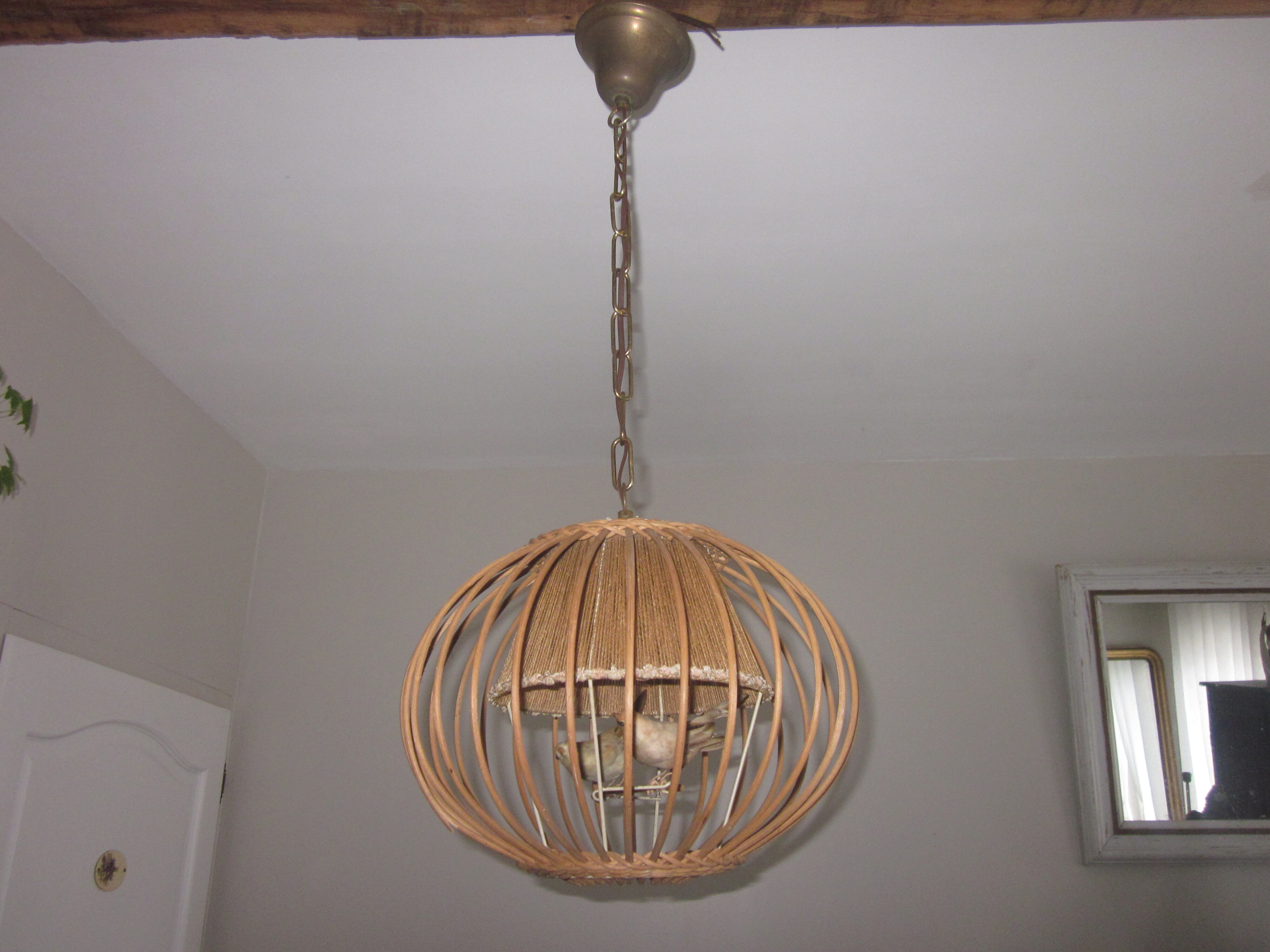 Suspension cage avec oiseaux